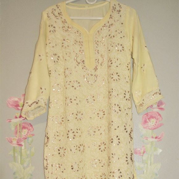 Pakistani Pure Chiffon Lucknow kurta - Picture 1 of 1